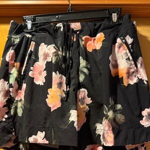 Floral Black Shorts with Zipper Pockets (2 pair)